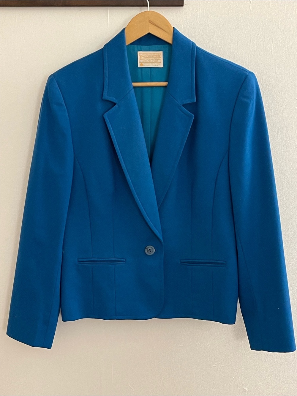 Vintage Pendleton Pure Virgin Wool Blue Blazer Size 12 USA